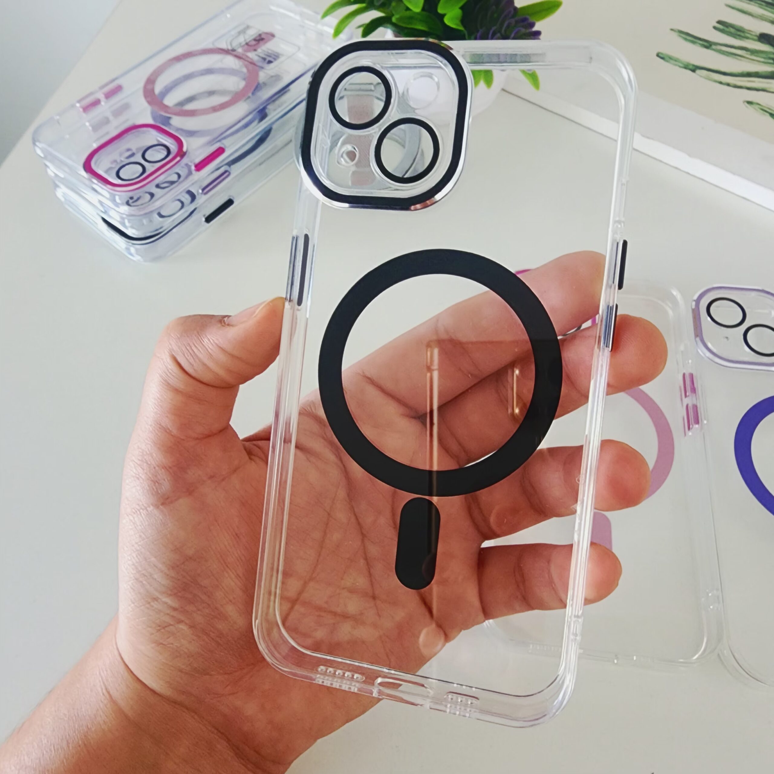 funda crystal magsafe con bordes cromados funda crystal magsafe con bordes cromados