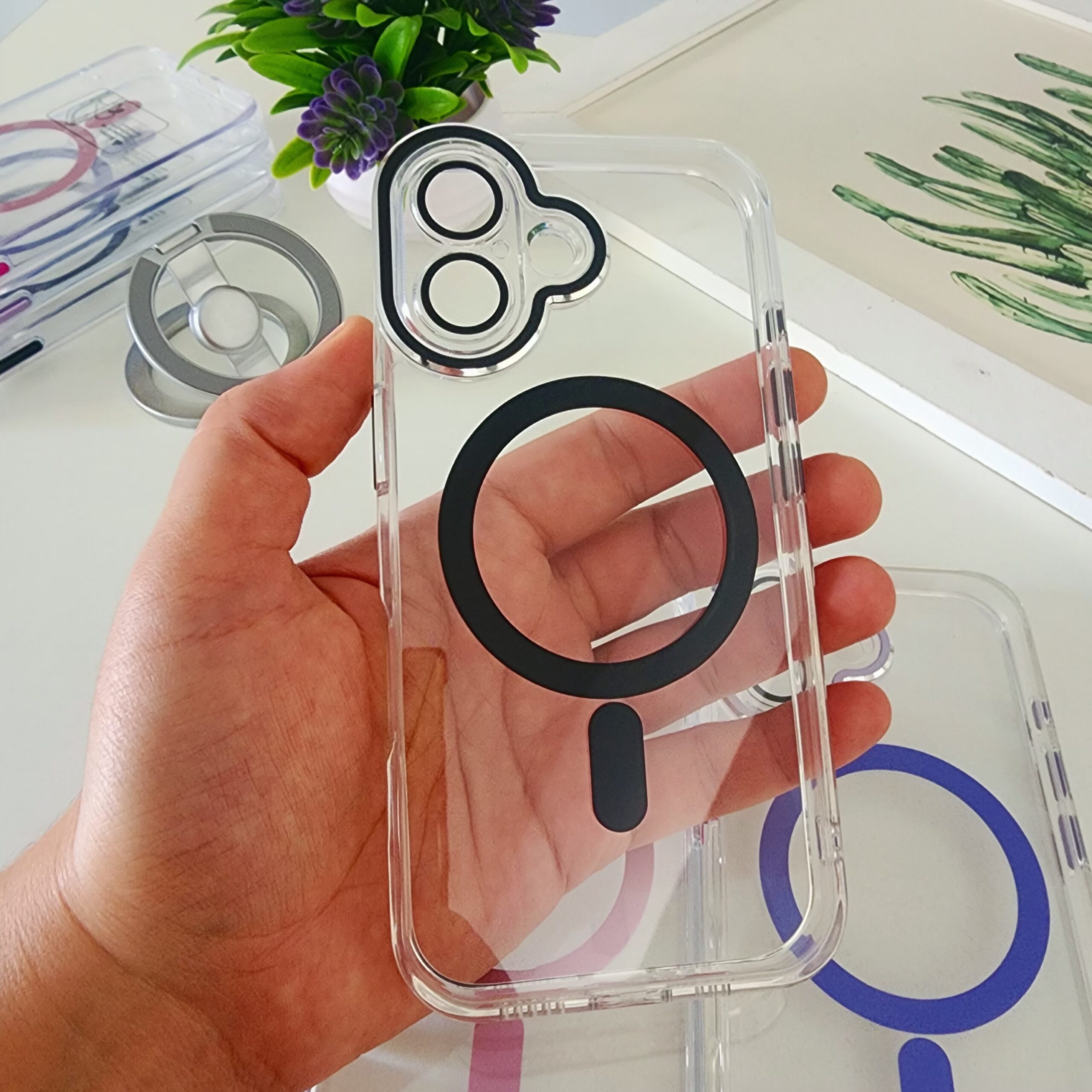 funda crystal magsafe con bordes cromados funda crystal magsafe con bordes cromados