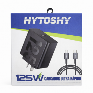 cargador 125w ultra rápido usb c + usb hytoshy carga potente