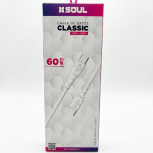 cable de datos soul classic usb c a usb c | 60w pd fast charge