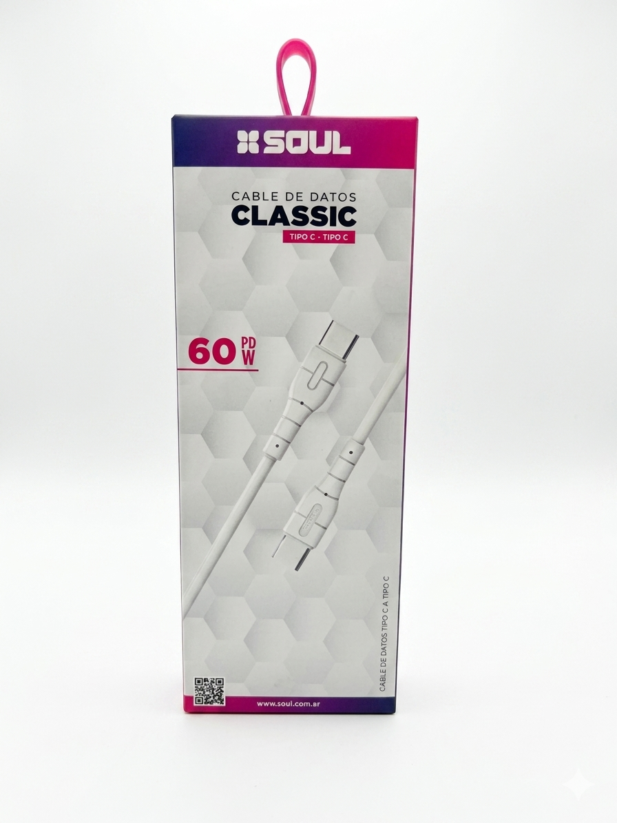 cable de datos soul classic usb c a usb c | 60w pd fast charge cable de datos soul classic usb c a usb c | 60w pd fast charge