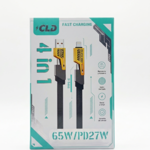 cable cld 4 en 1 nylon trenzado | 65w pd / 27w fast charge | 1 metro