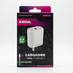 cargador de pared soul one charge 2.4a + cable lightning carga rápida