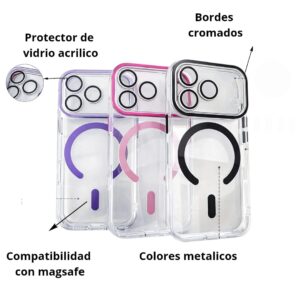 funda crystal magsafe con bordes cromados
