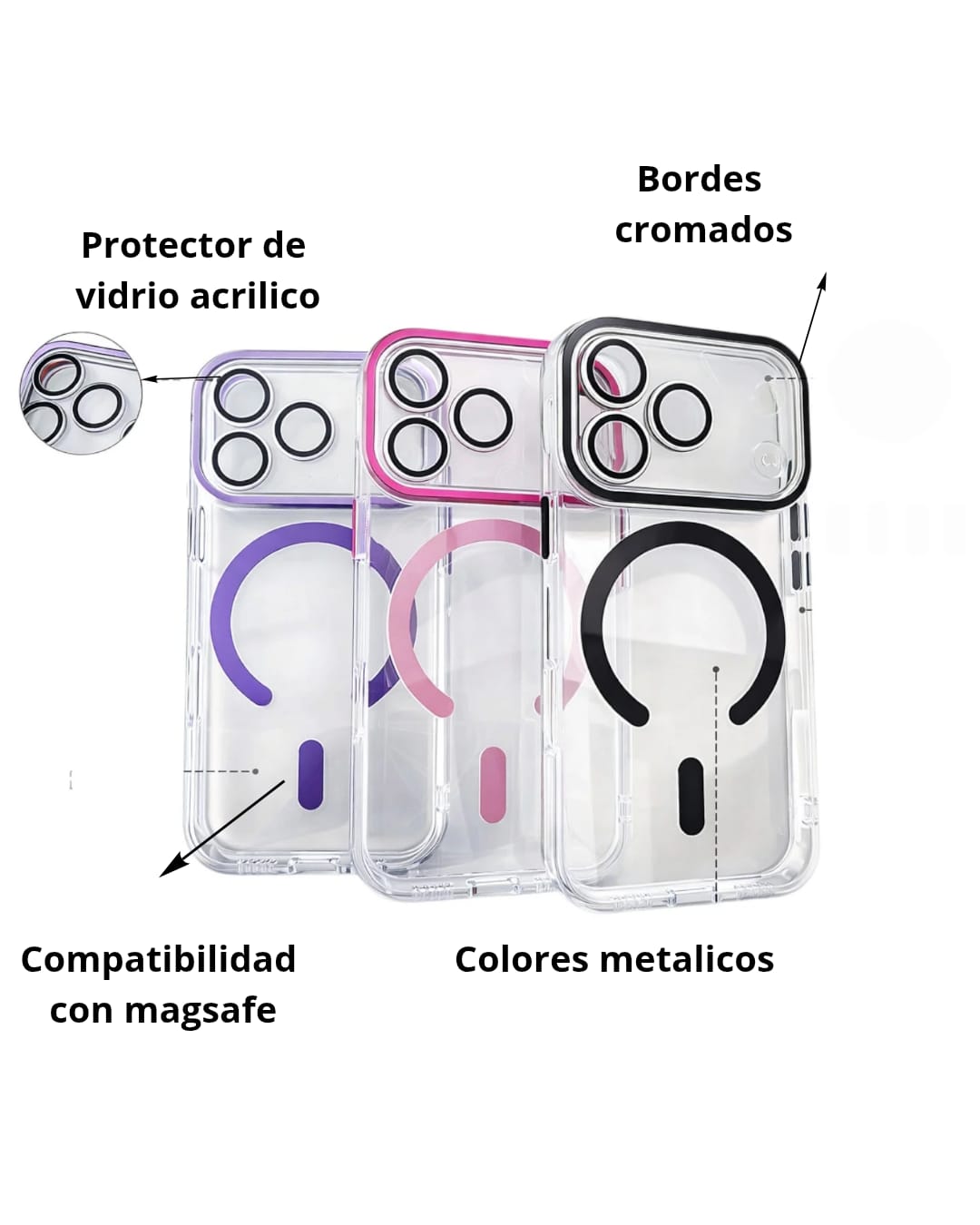 funda crystal magsafe con bordes cromados funda crystal magsafe con bordes cromados