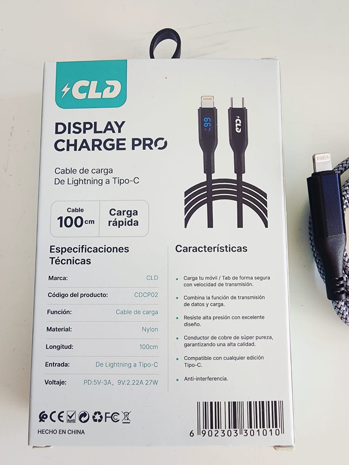 cable cld display charge pro 60w carga rápida 100cm nylon trenzado alta resistencia cable cld display charge pro 60w carga rápida 100cm nylon trenzado alta resistencia